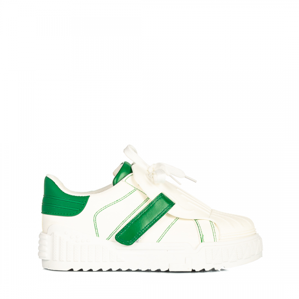 Γυναικεία αθλητικά παπούτσια Lumera λευκά με πράσινο, 2 - Kalapod.gr